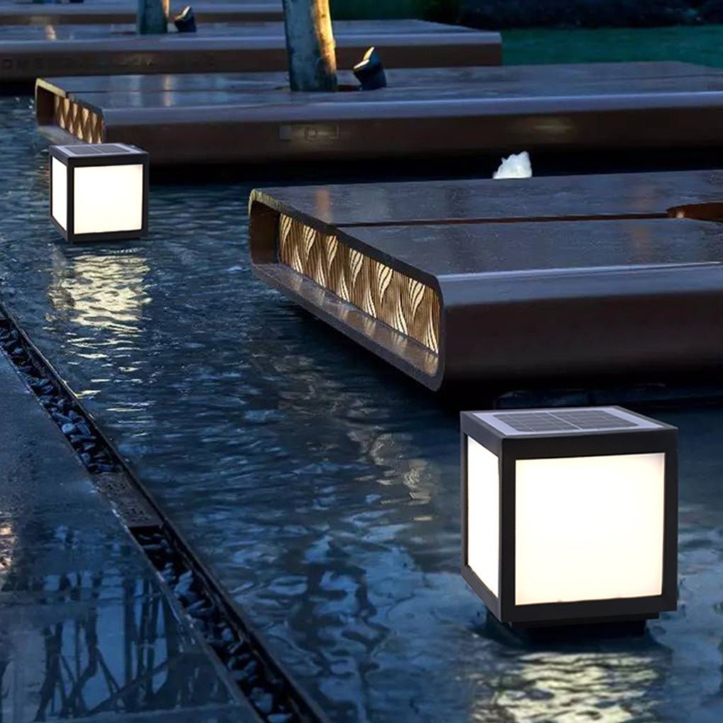 Black Square Cube Exterior Post LED Pier Mount Light, Outdoor Wall Light, detail 5