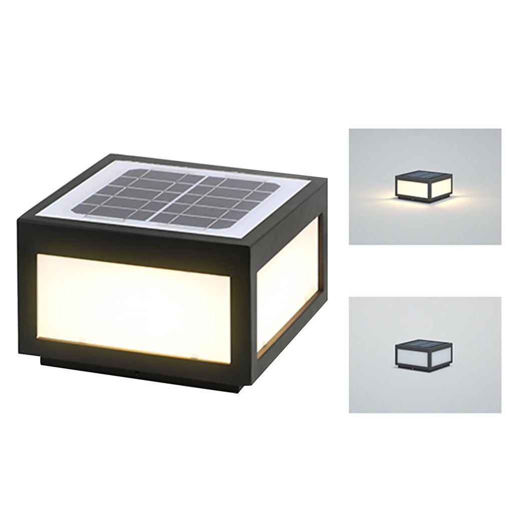 Black Square Cube Exterior Post LED Pier Mount Light, Outdoor Wall Light, detail 19