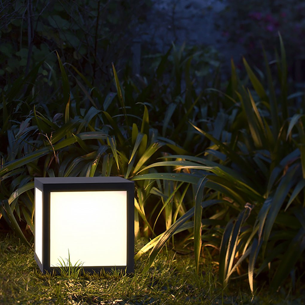 Black Square Cube Exterior Post LED Pier Mount Light, Outdoor Wall Light, detail 4