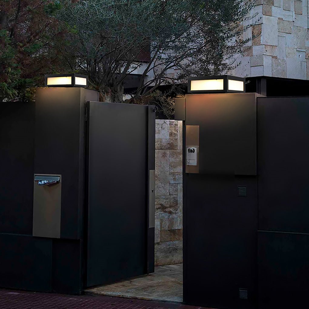 Black Square Cube Exterior Post LED Pier Mount Light, Outdoor Wall Light, 9.8"x9.8"x6.5"