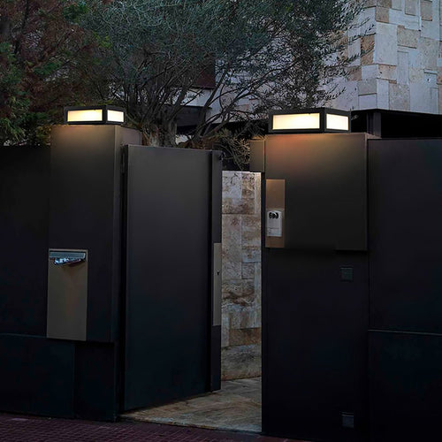Black Square Cube Exterior Post LED Pier Mount Light, Outdoor Wall Light, 9.8"x9.8"x6.5"