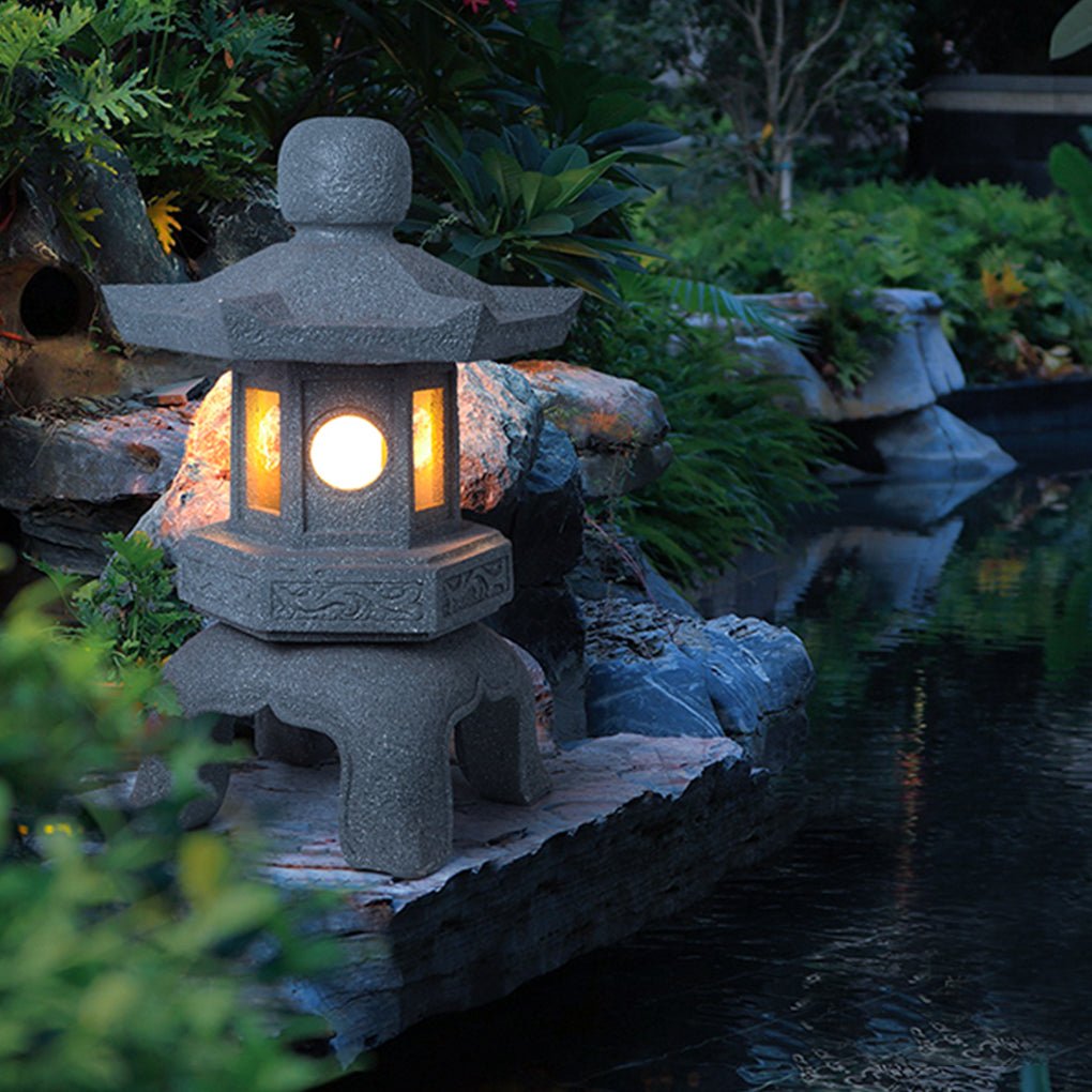 Exterior Garden Waterproof Landscape Lighting Decorative Imitation Stone Tower Light, Outdoor Wall Light, W 23in x H 31in
