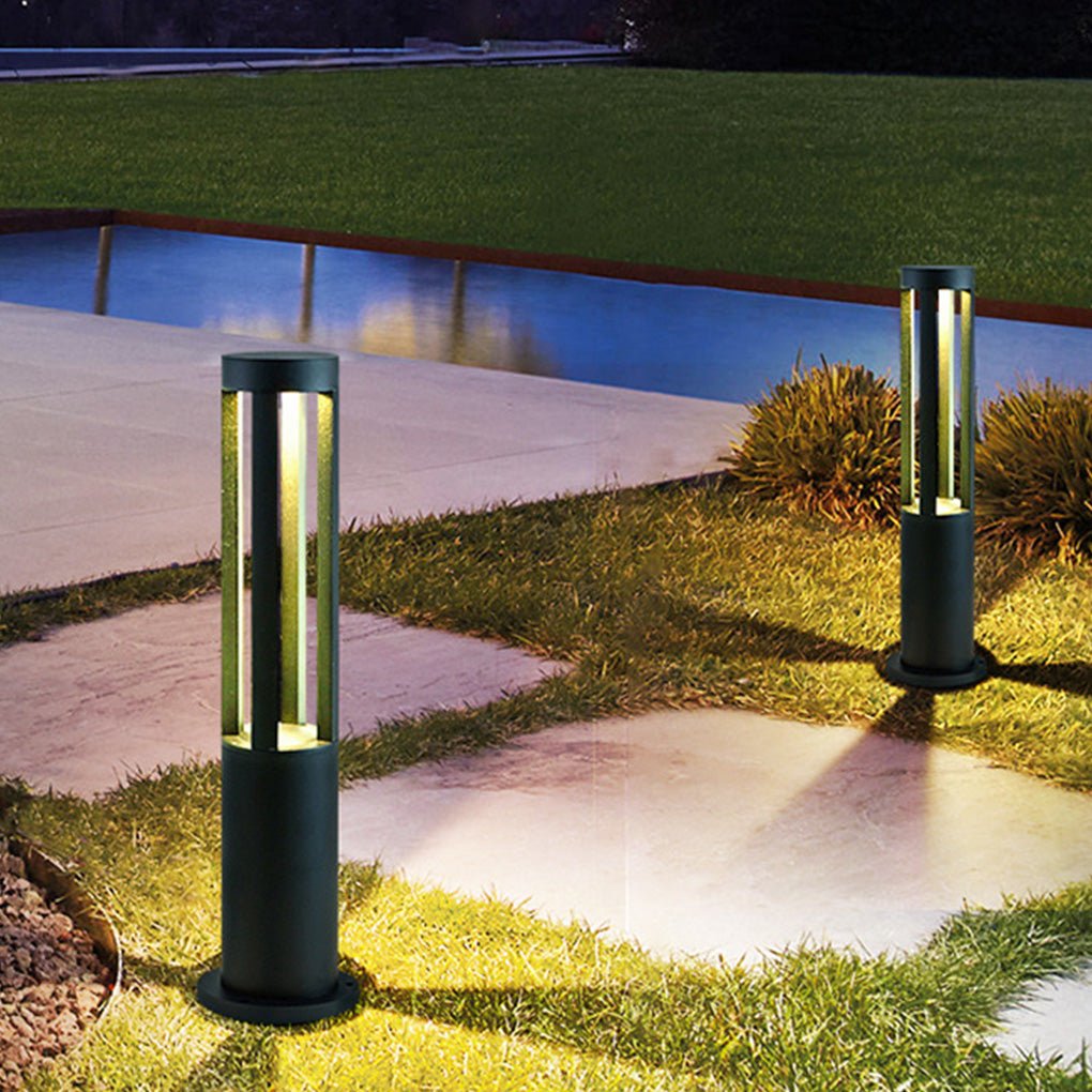 Circular Strips IP65 Waterproof Black Contemporary Exterior Light Pathway Lights, Outdoor Wall Light, 16"