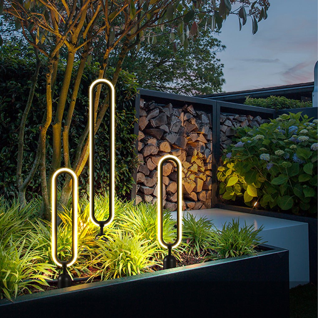 Clean-Lined Long Oval Ring Led Waterproof Black Contemporary Solar Lights Exterior, Outdoor Wall Light, detail 3