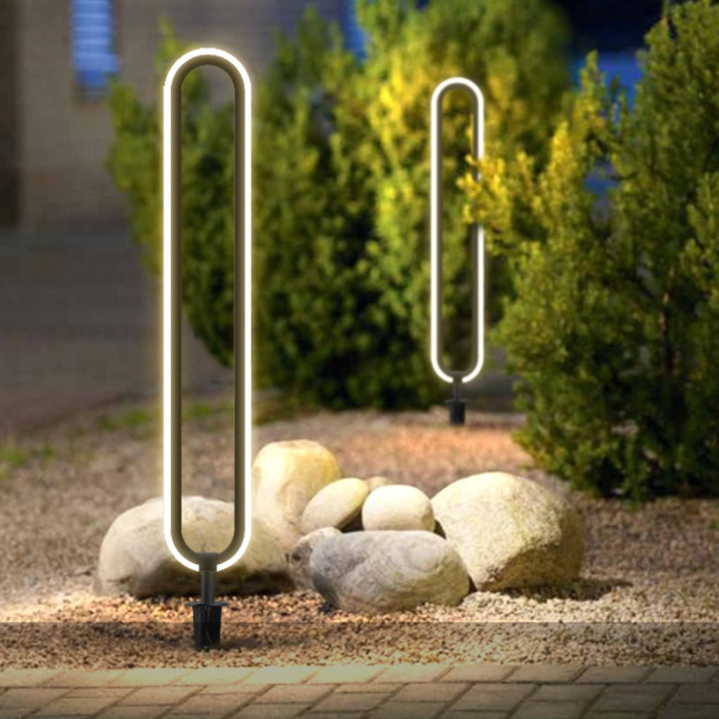 Clean-Lined Long Oval Ring Led Waterproof Black Contemporary Solar Lights Exterior, Outdoor Wall Light, detail 2