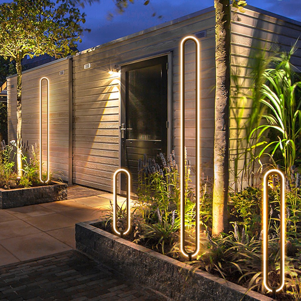 Clean-Lined Long Oval Ring Led Waterproof Black Contemporary Solar Lights Exterior, Outdoor Wall Light, detail 4