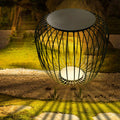 Exterior Waterproof Cage Shape Stool Table Light LED Landscape Lighting Courtyard Lamp, Outdoor Wall Light, Galvanized Steel, 18" Dia x 18"