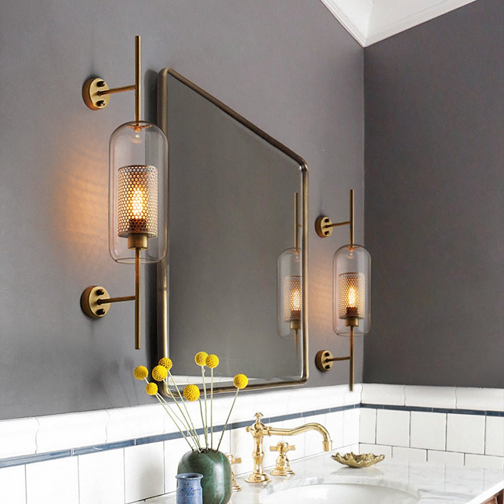 Personalized Creative Retro Industrial Style Corridor Bronze Glass Tank Wall Fixtures, Wall Sconce, detail 5