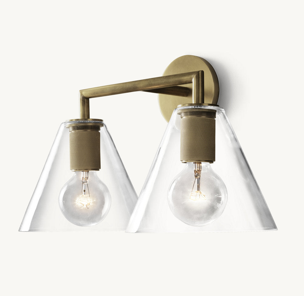 Utilitaire Funnel Shade Double Wall Light, Bathroom Wall Sconce, detail 7