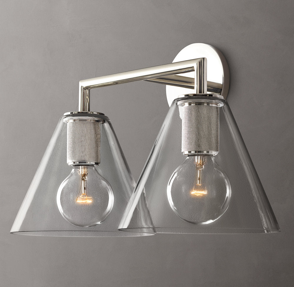 Utilitaire Funnel Shade Double Wall Light, Bathroom Wall Sconce, detail 12