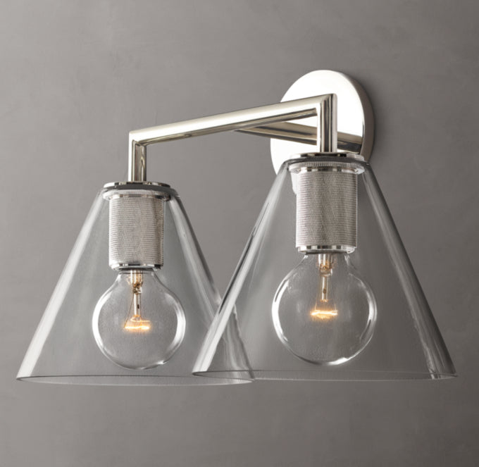 Utilitaire Funnel Shade Double Wall Light, Bathroom Wall Sconce, detail 17