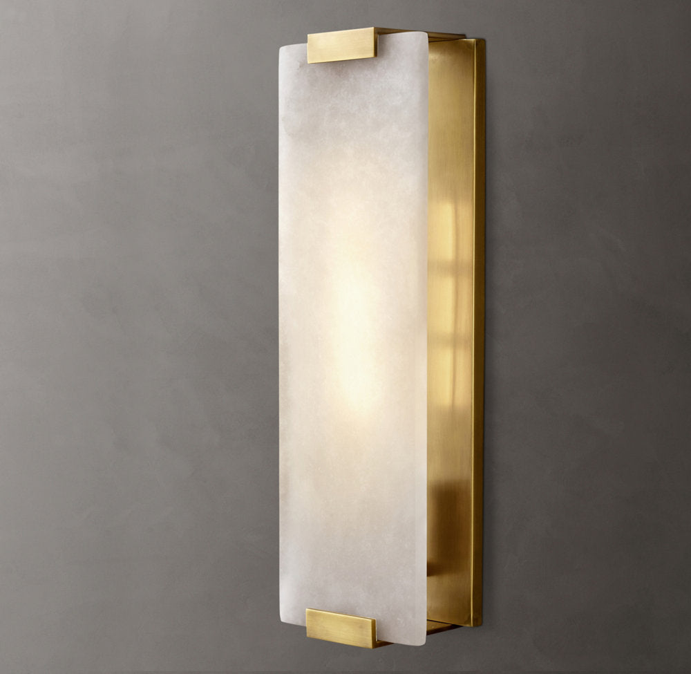 Hand-Carved Alabaster Grand Wall Light, Bathroom Wall Sconce, detail 4
