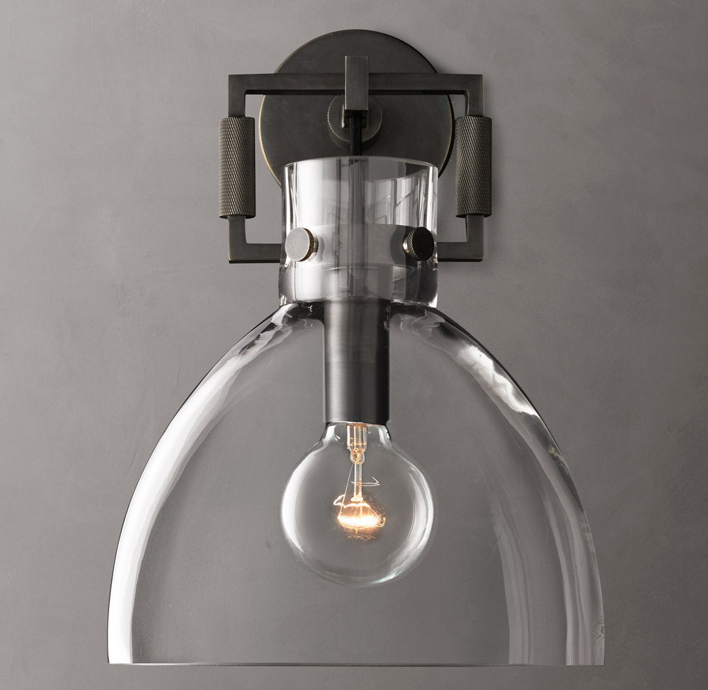 Machinist Glass Cloche Wall Light 10", Bathroom Wall Sconce, detail 8
