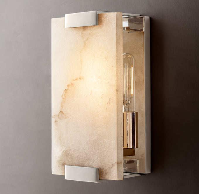 Hand-Carved Alabaster Wall Light, Bathroom Wall Sconce, detail 18