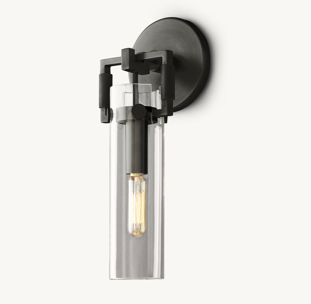 Machinist Glass Cylinder Wall Light 9", Bathroom Wall Sconce, detail 8