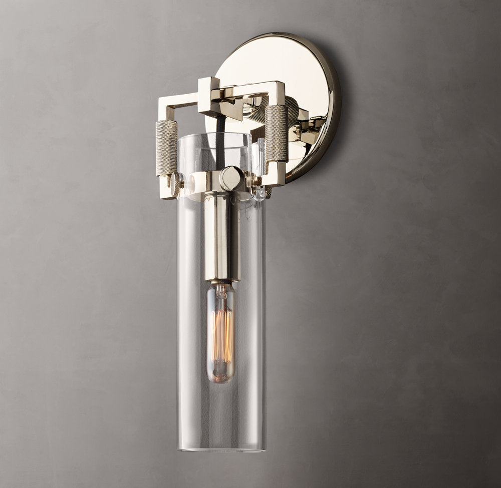 Machinist Glass Cylinder Wall Light 9", Bathroom Wall Sconce, detail 2