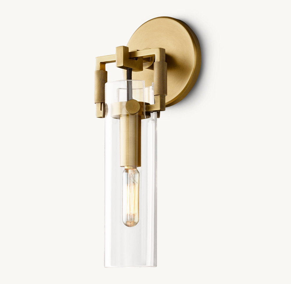 Machinist Glass Cylinder Wall Light 9", Bathroom Wall Sconce, detail 5