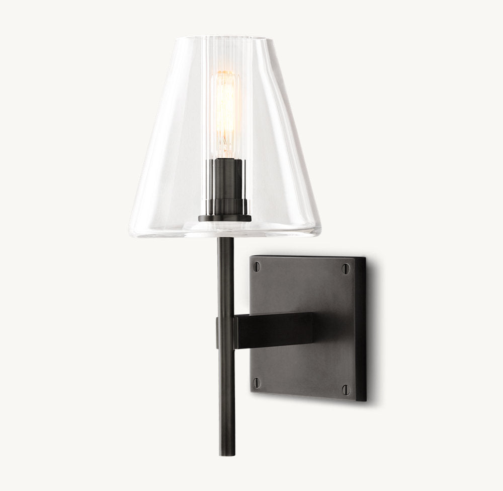Fulham Glass Shade Wall Light, Bathroom Wall Sconce, detail 9
