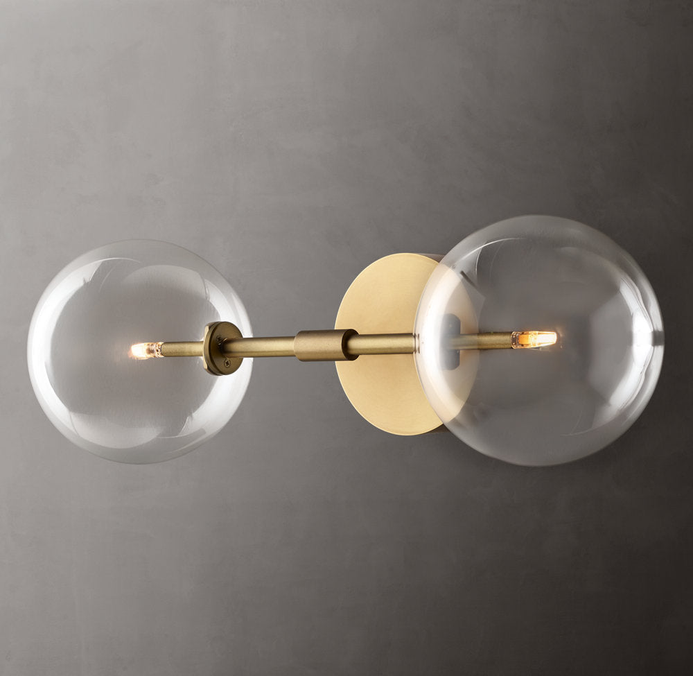 Glass Globe Linear Wall Light, Bathroom Wall Sconce, detail 7