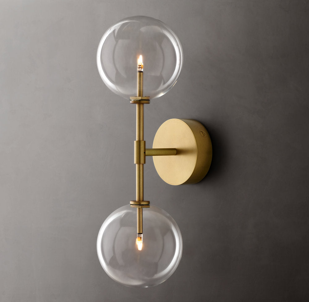Glass Globe Linear Wall Light, Bathroom Wall Sconce, detail 4