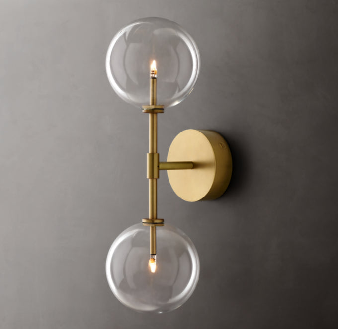 Glass Globe Linear Wall Light, Bathroom Wall Sconce, detail 14