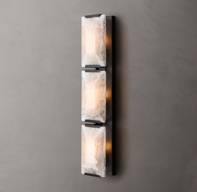 Harlow Calcite Triple Wall Light, Bedroom Wall Sconce, detail 18