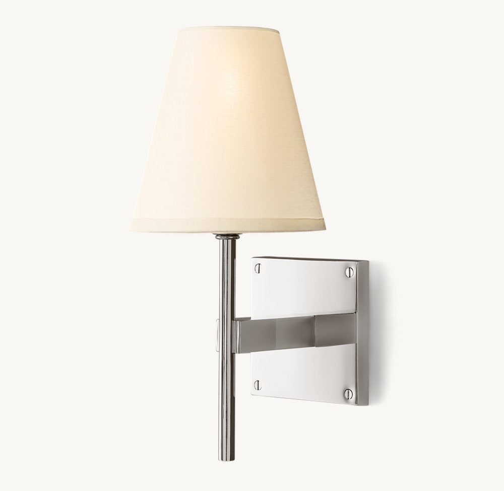 Fulham Linen Shade Wall Light, Bathroom Wall Sconce, detail 12