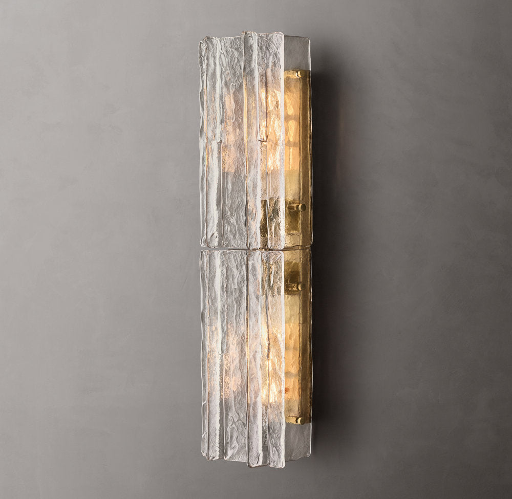 Lattice Clear Glass Wall Light 30", Bathroom Wall Sconce, 4"W x 25"H
