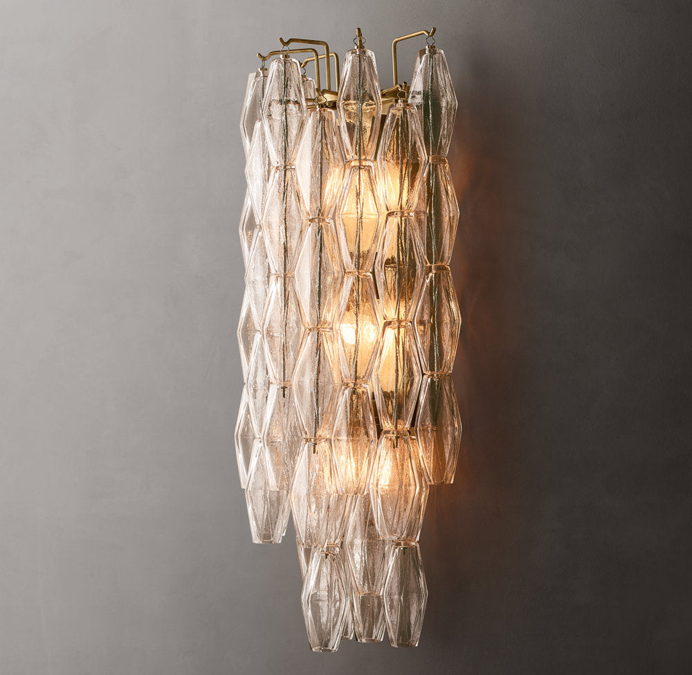 Chiara Clear Glass Grand Wall Light, Bedroom Wall Sconce, Dimensions Overall: 12"