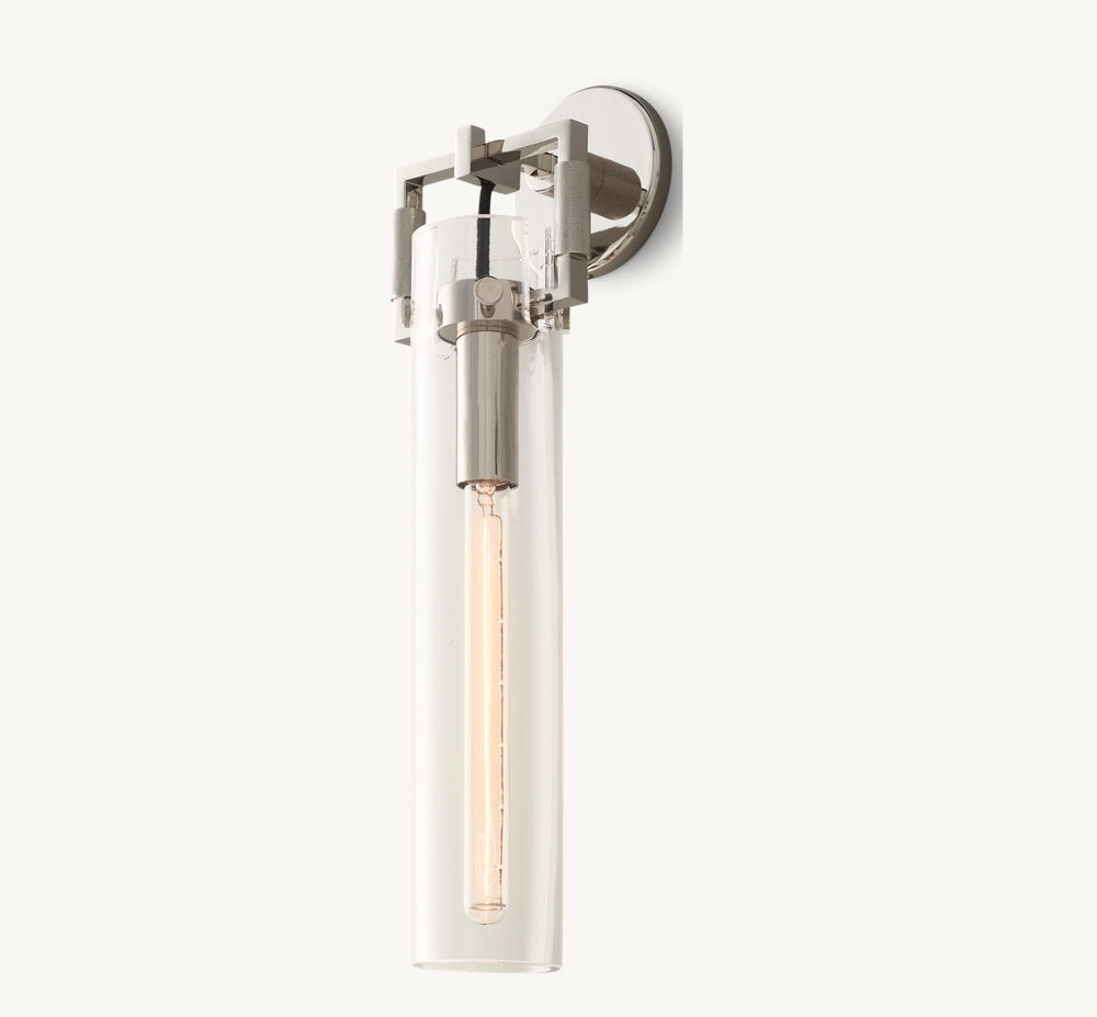 Machinist Glass Cylinder Wall Light 16", Bathroom Wall Sconce, detail 13