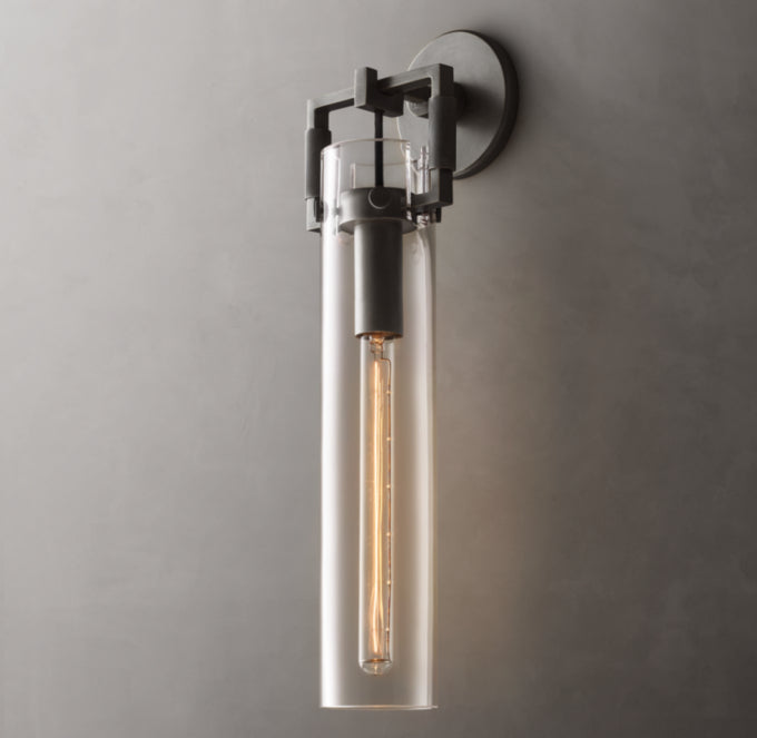Machinist Glass Cylinder Wall Light 16", Bathroom Wall Sconce, detail 16