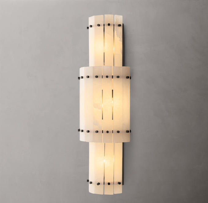 San Marco Alabaster Grand Circular Sconce, Bedroom Wall Sconce, detail 18
