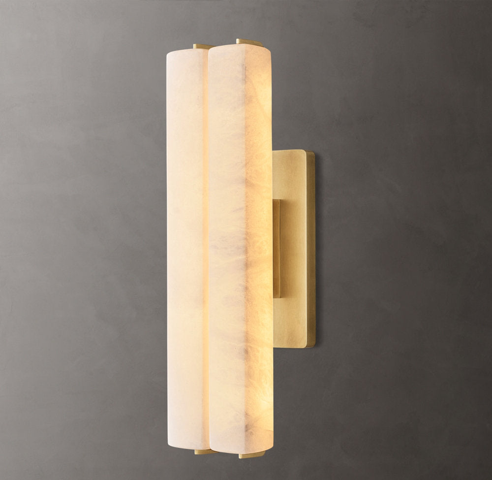 Audubon Alabaster Double Wall Light, Hardwired Wall Sconce, detail 5