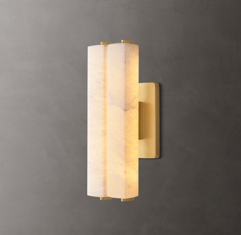 Audubon Alabaster Double Wall Light, Hardwired Wall Sconce, detail 4