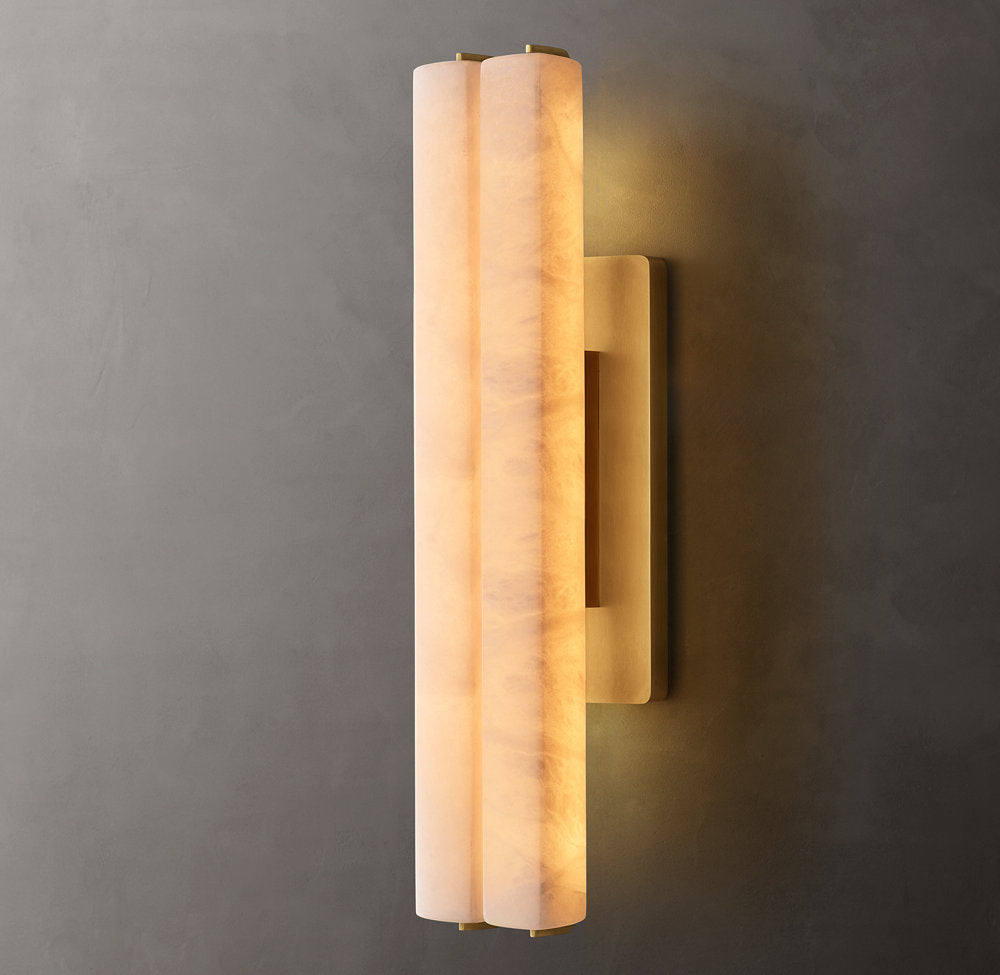 Audubon Alabaster Double Wall Light, Hardwired Wall Sconce, detail 7