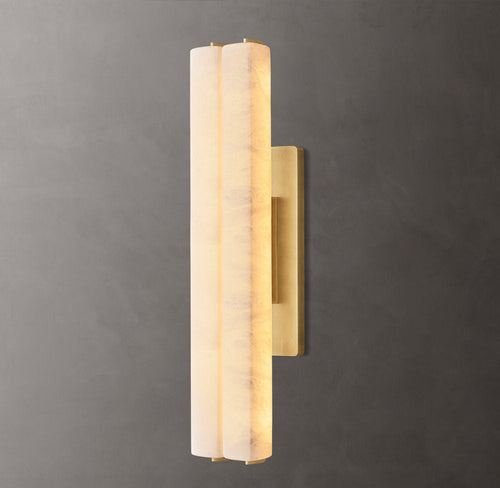Audubon Alabaster Double Wall Light, Hardwired Wall Sconce, Dimensions 15"