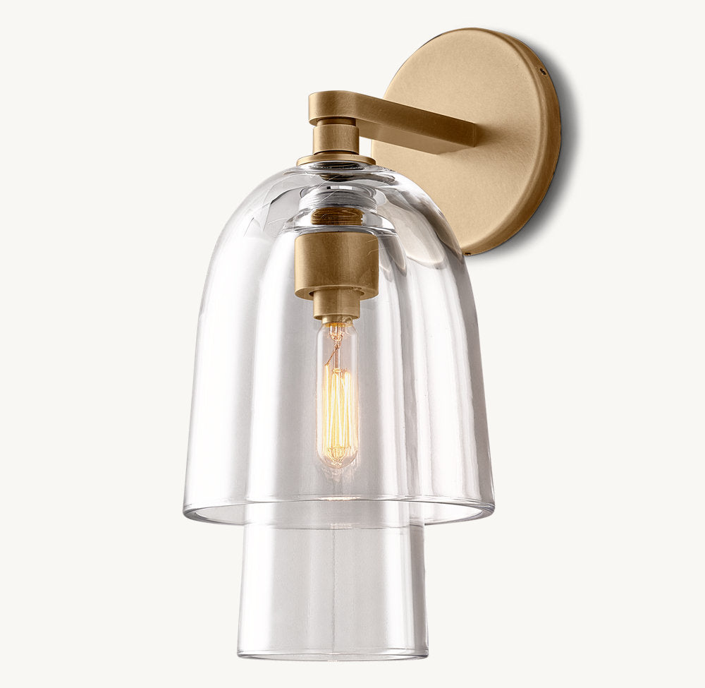 Blom Clear Glass Flute Wall Light, Bathroom Wall Sconce, detail 6