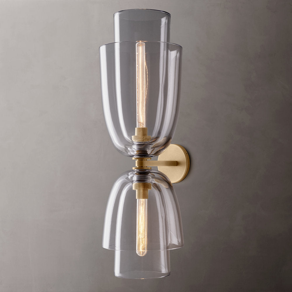 Blom Clear Glass Cloche Grand Wall Light, Bathroom Wall Sconce, 9"W x 10"D
