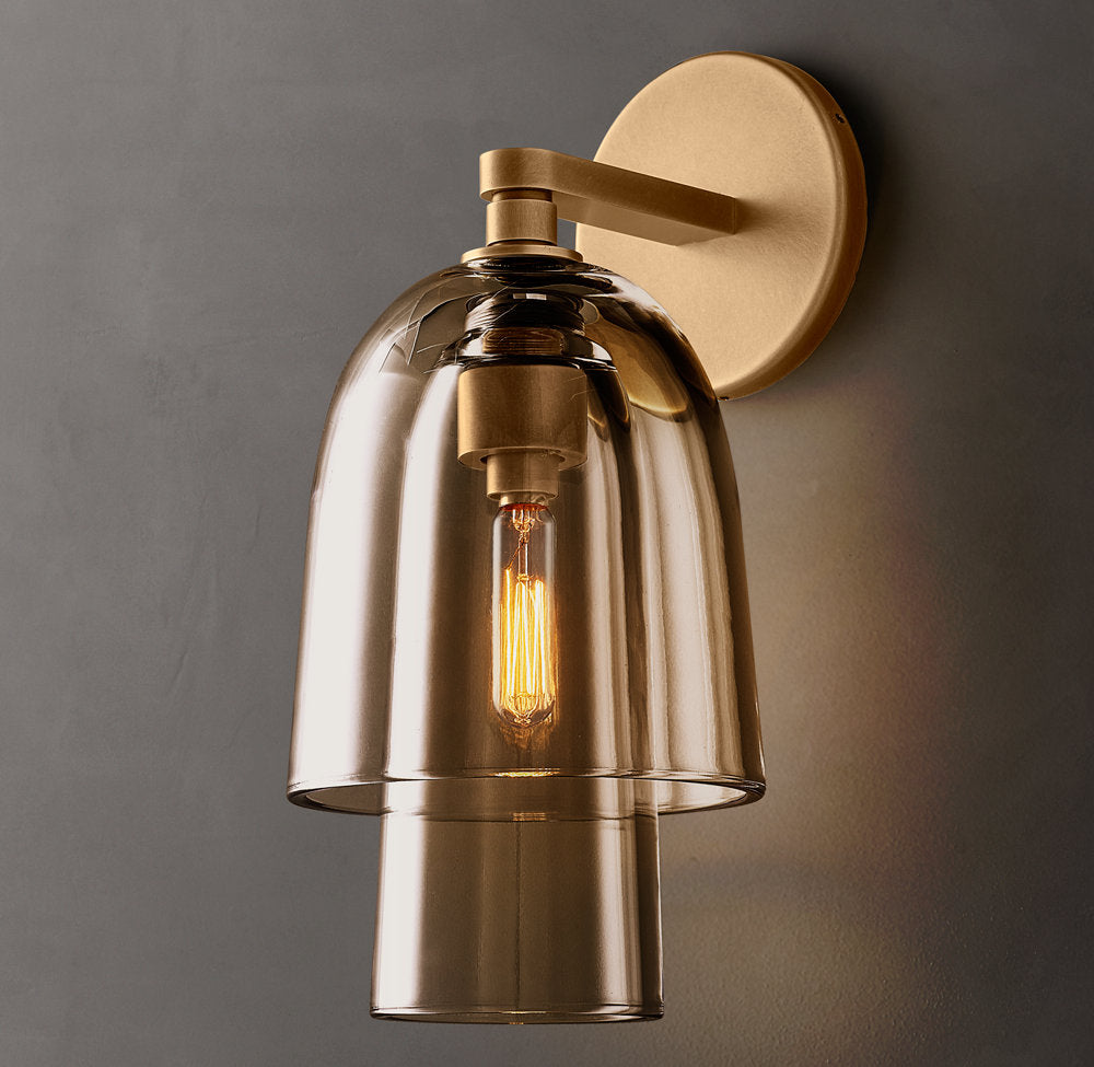 Blom Amber Glass Flute Wall Light, Bathroom Wall Sconce, detail 4