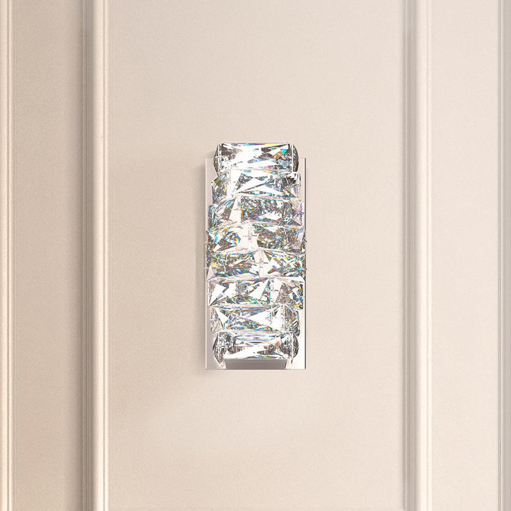 Glissando Wall Light, 2-Light, LED, Stainless Steel, Clear Crystal, 9.75"H, Hardwired Wall Sconce, detail 3