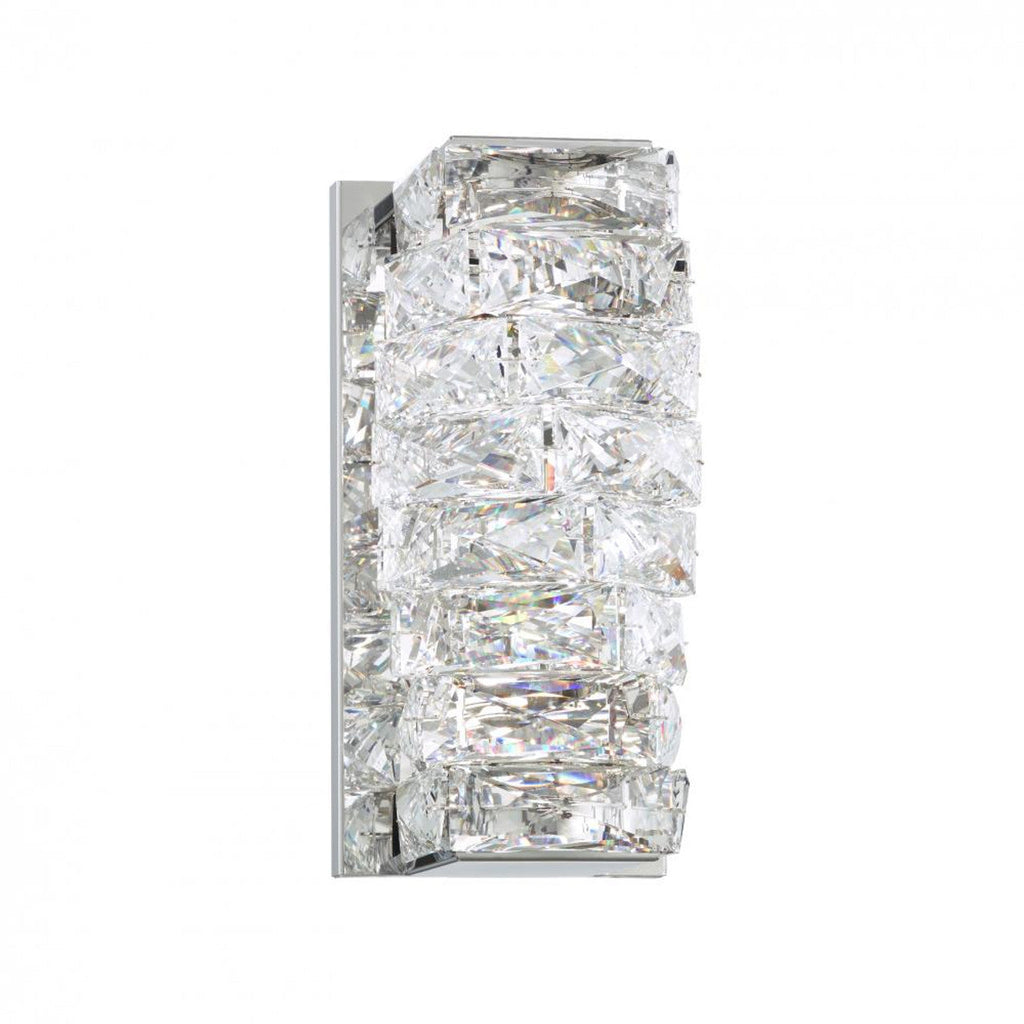 Glissando Wall Light, 2-Light, LED, Stainless Steel, Clear Crystal, 9.75"H, Hardwired Wall Sconce, 4.75"W x 9.75"H x 6"D
