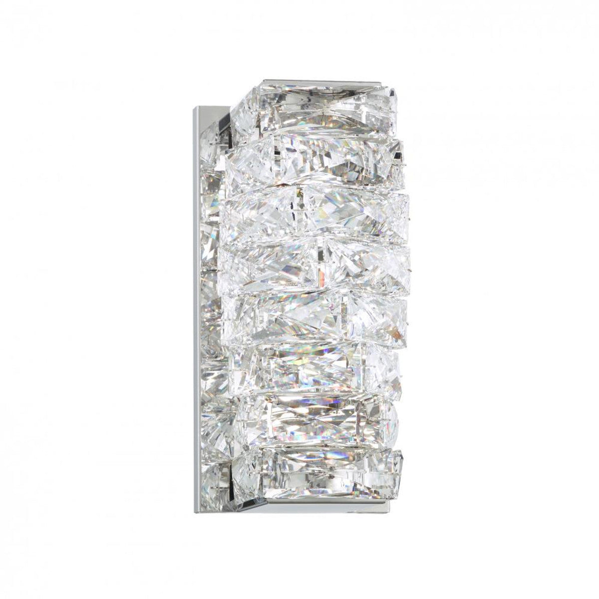 Glissando Wall Light, 2-Light, LED, Stainless Steel, Clear Crystal, 9.75"H, Hardwired Wall Sconce, 4.75"W x 9.75"H x 6"D
