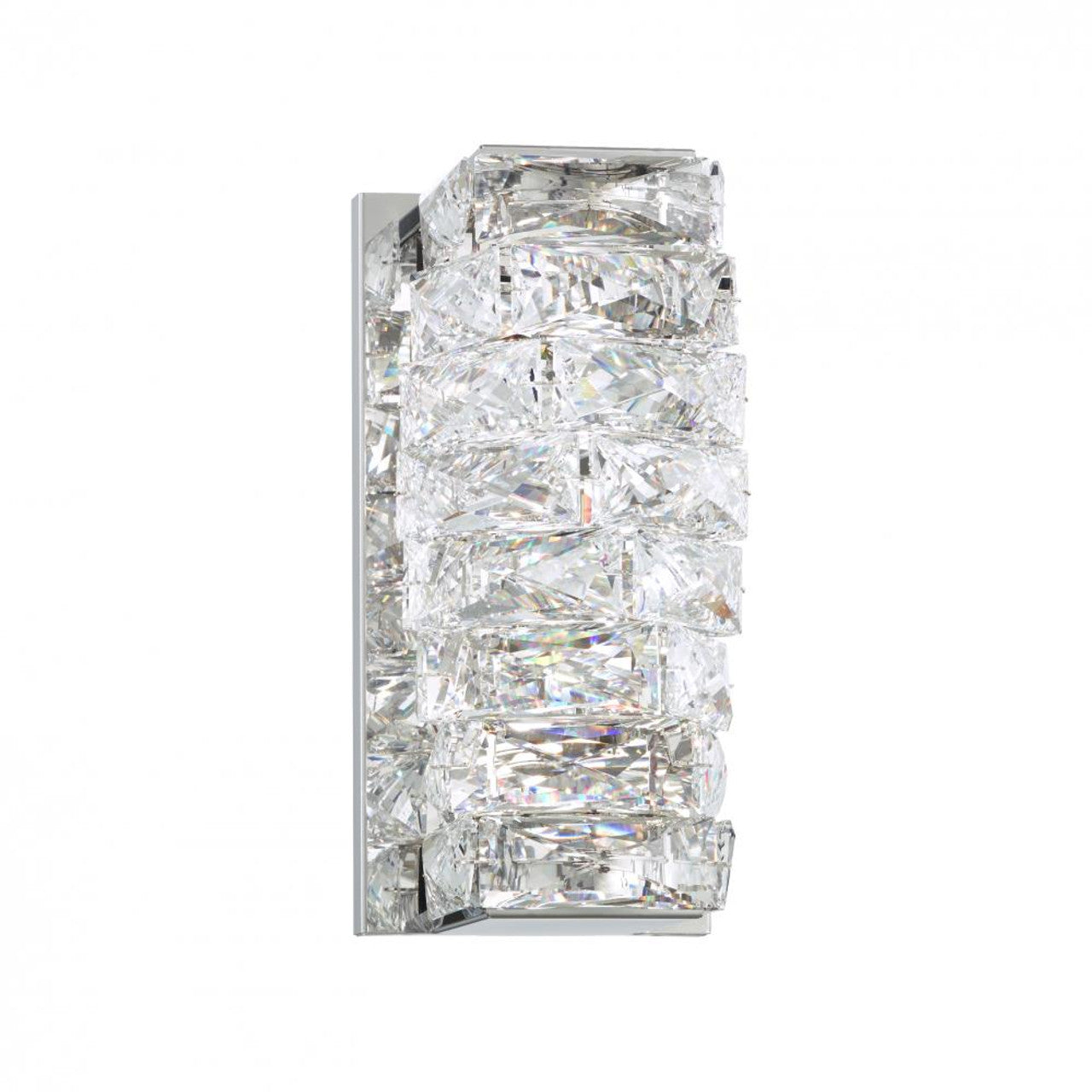 Glissando Wall Light, 2-Light, LED, Stainless Steel, Clear Crystal, 9.75"H, Hardwired Wall Sconce, 4.75"W x 9.75"H x 6"D