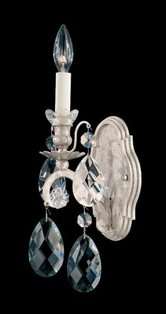 Renaissance Wall Light, 3-Light, Antique Silver, Clear Crystal, 22"H, Hardwired Wall Sconce, detail 2