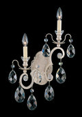 Renaissance Wall Light, 2-Light, Right, Antique Silver, Clear Crystal, 22.5"H, Hardwired Wall Sconce, 14"W x 22.5"H
