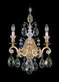 Renaissance Wall Light, 2-Light, Heirloom Gold, Clear Crystal, 22.5"H - Option 2, Hardwired Wall Sconce, 15"W x 22.5"H