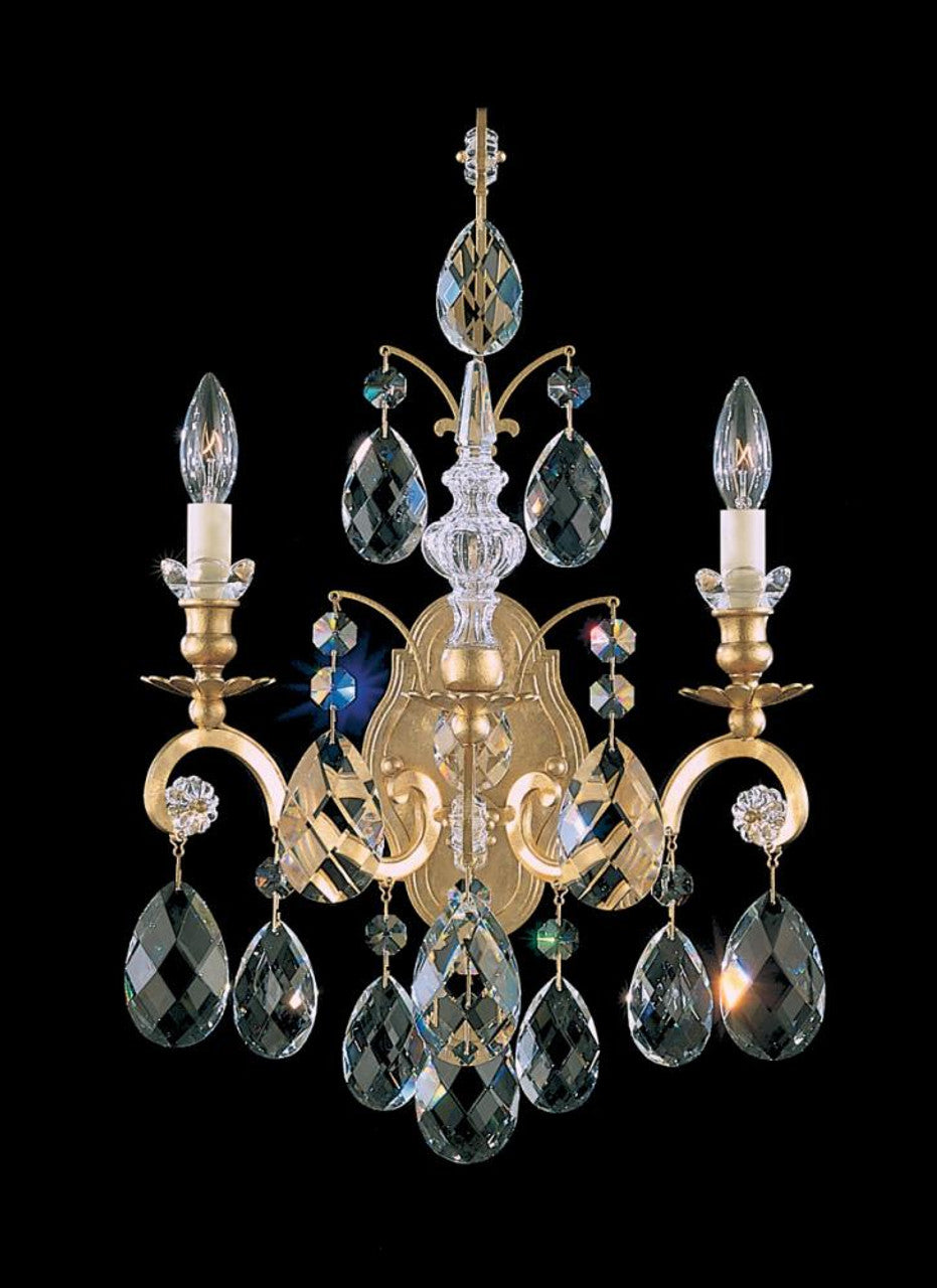 Renaissance Wall Light, 2-Light, Heirloom Gold, Clear Crystal, 22.5"H, Hardwired Wall Sconce, detail 2