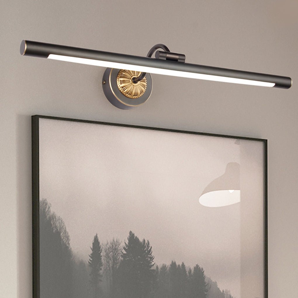 Black Copper Linear Rotatable Bathroom Vanity Fixture with 240° Adjustable LED Head, Bathroom Vanity Light, Copper Lamp Body + Acrylic, 17"