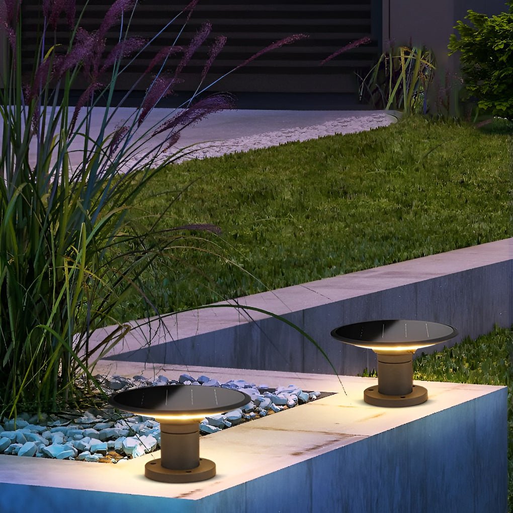 Circular UFO Shaped Two Color Temperature LED Solar Waterproof Exterior Fence Post Lights, Outdoor Wall Light, detail 2