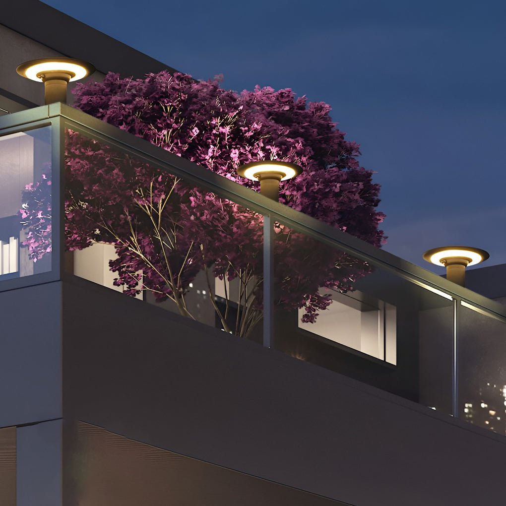 Circular UFO Shaped Two Color Temperature LED Solar Waterproof Exterior Fence Post Lights, Outdoor Wall Light, detail 5